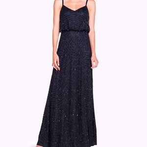 Adrianna Papell ART DECO BEADED BLOUSON GOWN IN BLACK NWOT